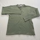 Rinnovato Shirt Mens Small Green Ribbed Cotton Rayon V Neck Long Sleeve Adult