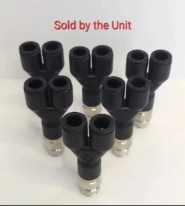 Legris 1/4 OD - 1/8 NPT Push On Male Y Fitting for Boost controller selenoide - Picture 1 of 2
