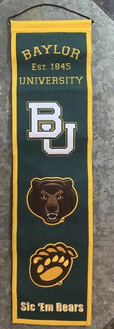 Baylor Bears WOOL HERITAGE BANNER 8"X32" NCAA pennant Waco Texas Cover