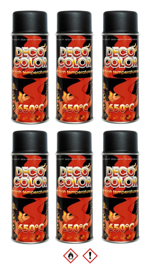 6 Stück 400ml Auspufflack bis 650 ° C  Ofenlack Thermolack Farbe schwarz  13300 - Bild 1 von 1