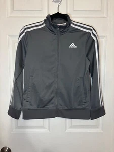 Adidas Track Jacket Size M 10/12 Girls Youth Size Full Zip Athletic Gray - Picture 1 of 2