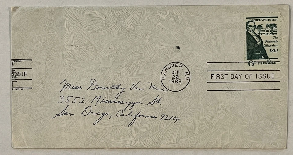 ERROR 1969 HANNOVER NH FDC COVER PARTIAL 2ND CANCEL ON LEFT - Image 1 of 4