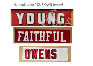 San Francisco 49ers UNSEWN Nameplate Namebar for your NFL Jersey - Any Year/Name - Picture 1 of 23
