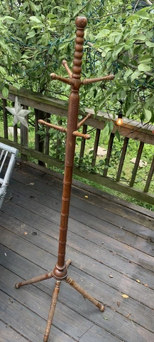BEAUTIFUL STICK and BALL VICTORIAN HALL TREE COAT RACK ORIGINAL 19 Century Cover