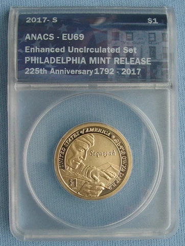 2017-S Sacagawea Dollar Sequoyah Enhanced Uncirculated Set ANACS EU69/SP69 ($1) Cover