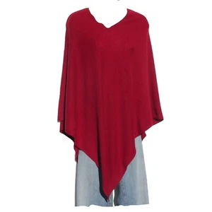 Cashmere Blend | Poncho | Knit | V-Neck | Nepal | Handmade | Ruby Red - Picture 1 of 4