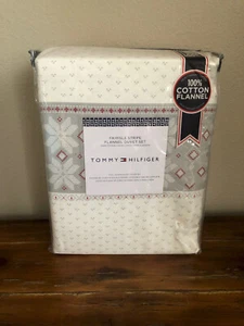Set completo copripiumino Tommy Hilfiger Fairisle Stripe 3 pezzi queen flanella - Foto 1 di 4