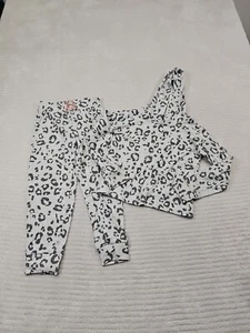 Childrens Place Sweatsuit Girls Small 5/6 Waffle Knit Animal Print Hooded - Picture 1 of 8