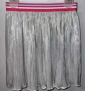 Girls 365 Kids Silver Metallic Pleated Skirt-Worn Once-Size 7 - Picture 1 of 2