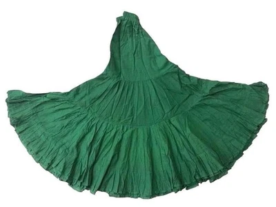Emerald Green Cotton Skirt Solid Boho Gypsy Maxi Full Long Festival Dance 32 Yd - Image 1 of 3