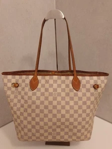 Auténtico Bolso de Mano Louis Vuitton Neverfull MM Lona Azul Damier N51107 LV 50982 - Imagen 1 de 8