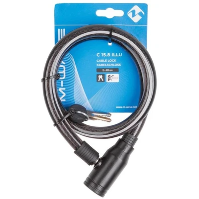 M-Wave C 15.8mm Illu Cable Lock - Reflective, Toothed, Keyed Bicycle Lock - Image 1 of 2