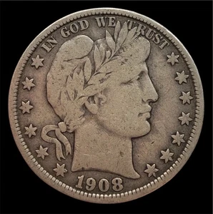 Medio dólar de plata O Barber 1908 50c, 11/4/25, envío gratuito - Imagen 1 de 2