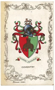 Antiguo escudo de armas postal a color Coventry Inglaterra #1820 - Imagen 1 de 2