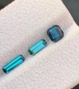 Turmalina Azul Laguna Natural 3 Piezas | 1.60 CT Total | Sin Calentar | Afganistán - Imagen 1 de 3