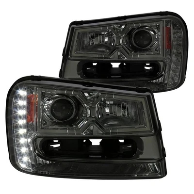 Fit 2002-2009 Chevy Trailblazer Smoke Tinted Projector Headlights LED Strip Lamp - Image 1 of 4