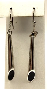 Lange Ohrhänger Mexiko Sterlingsilber & schwarzer Onyx - Bild 1 von 6