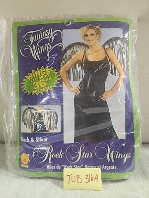 Fantasy Wings Black & Silver Rock Star Wings expandirse a 36" Halloween Foto 1 de 4