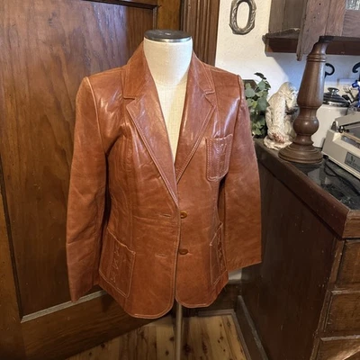 Abrigo de cuero marrón mantecoso suave Skin Gear para mujer Foto 1 de 4