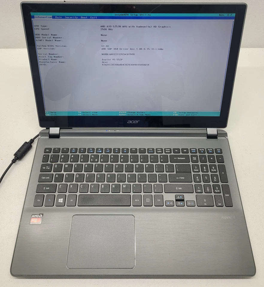 宏碁 Aspire V5-552P 15.6 英寸笔记本电脑 AMD A10-5757M 4GB RAM 无高清/操作系统 (FL) — 第 1/4 张图片