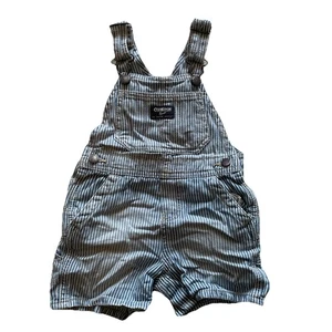Vintage 90s OshKosh Denim Overalls Baby Size 12 Months Unisex Youth Pinstripe - Picture 1 of 8
