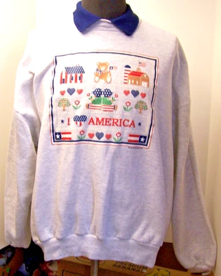 Jerzees Patriotic, USA  America Flag Sweatshirt, I Love America Sweatshirt 2xL - Image 1 of 3