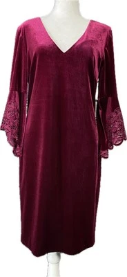 Antonio Melani Dress Womens Size 6 Burgundy Red Velvet Sheath Evening Cocktail - Image 1 of 4