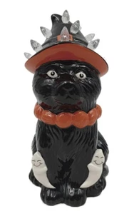 9" beleuchtete LED Keramik charmante schwarze Katze gejagtes Haus Tischplatte Halloween Dekor - Bild 1 von 14