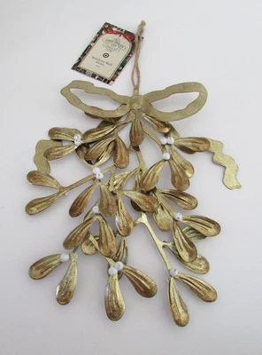 John Derian Christmas Gold Metal Mistletoe Hanging Wall Decor 10" NWT - Image 1 of 4