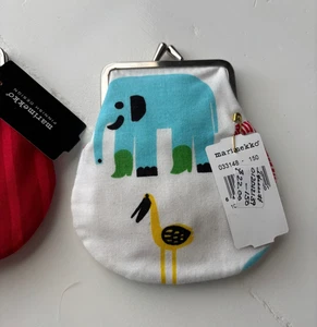 Marimekko "Karkulaiset/Pieni Kukkaro" Coin Purse White Blue Red Cotton Finland - Picture 1 of 3