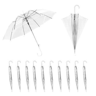 Paquete de 12 paraguas de boda transparentes a granel transparentes cierre automático a prueba de viento Wa... Foto 1 de 4
