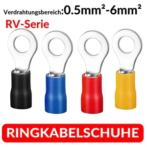 10-100 Stück Ringkabelschuhe Ringösen 0.5mm² - 6 mm² isoliert Kabelschuhe - Picture 1 of 6