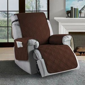 Waterproof Reversible Recliner Chair Cover Non Slip with Pocket Sofa Protector - Picture 1 of 26