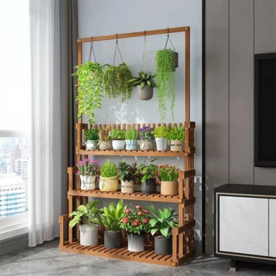 3 Tier Plant Shelf Hanging Bar Plant Stand Flower Rack for Garden Patio Balcony - Image 1 of 4