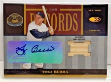 Yogi Berra 2004 Donruss World Series Records Gu Bat Auto #'d 3/10 - Ny Yankees