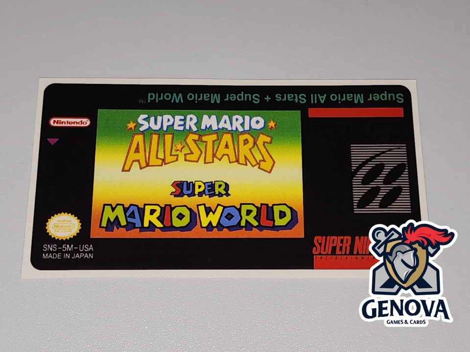 Etiqueta adhesiva de repuesto precortada Super Mario All-Stars Super Mario World Snes Foto 1 de 1