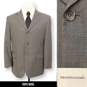 PRONTO UOMO mens gray patterned 100% WOOL sport coat suit jacket blazer 40S - Picture 1 of 11
