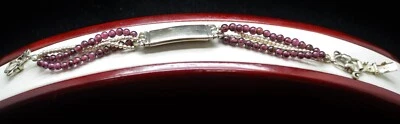 Sterling Silver Beautiful Purple Beads & Bar Bracelet 7.0" #FMA056 - Image 1 of 3