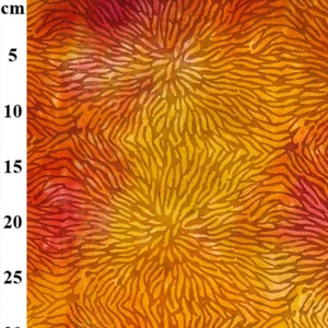 Cotton Batik Fabric by John Louden - 100% Cotton - Orange Floral - JLB0119 Col 2 - Picture 1 of 3