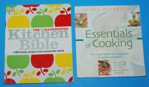 Lot 2 The Illustrated Kitchen Bible +Essentials of Cooking by Peterson Cookbooks - Picture 1 of 8