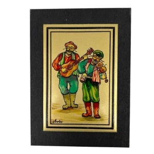 Vintage Judaica hebräische Kunst Emaille Kupfer auf Holz Bild signiert Hadar Aviv 1970 - Bild 1 von 6
