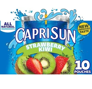 Capri Sun Strawberry Kiwi Kids Juice Drink Blend 10 Ct Box 6 Fl Oz Pouches - Picture 1 of 7