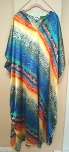 Winlar Kaftan Einheitsgröße Kaftan Regenbogen Ombre EUC Maxi langes Kleid Animal Print - Bild 1 von 6