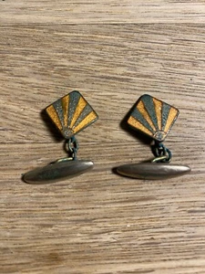 Vintage Art Deco Manschettenknöpfe Sonnenstrahl vergoldet - Bild 1 von 3