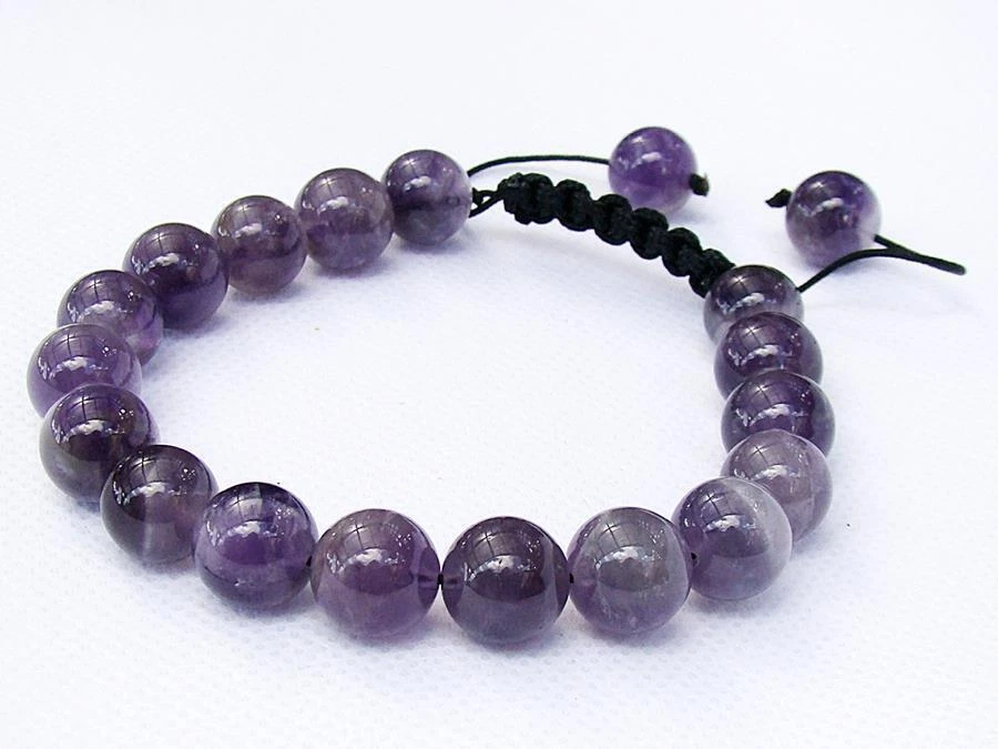 Amethyst Natural Gemstone Men's beaded bracelet all 10mm beads - Image 1 of 1