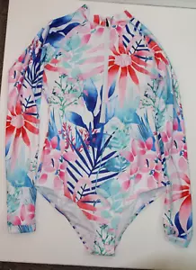 Yolipuli Floral Print Long Sleeve One Piece Bathing Suit Size M Rashguard - Picture 1 of 6