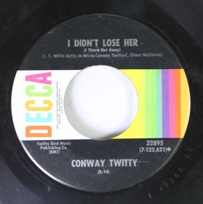 Country 45 Conway Twitty - I Didn'T Los Her (I Threw Her Away ) / I Can'T See Me - Photo 1/2