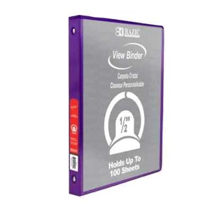 Case of 24 Purple 1/2" Binders - NEW 3-Ring Folders w/ 2 Pockets - Organized - Picture 1 of 2