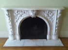 Vintage 1890 Ornate White Marble Fireplace Surround Antique Mantle