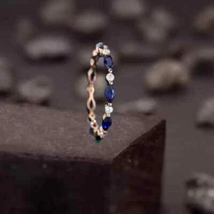 2Ct Marquise Lab-Created Blue Sapphire Eternity Band Ring 14k Rose Gold Plated - Picture 1 of 8